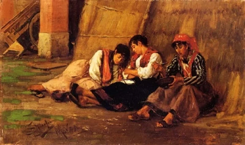 Tre contadine a riposo